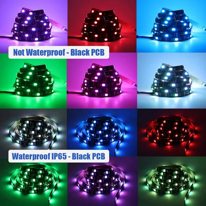SMD 5050 5V RGB LED Strip Light - 4pin Plug, IP21/IP65, Flexible Tape Lights