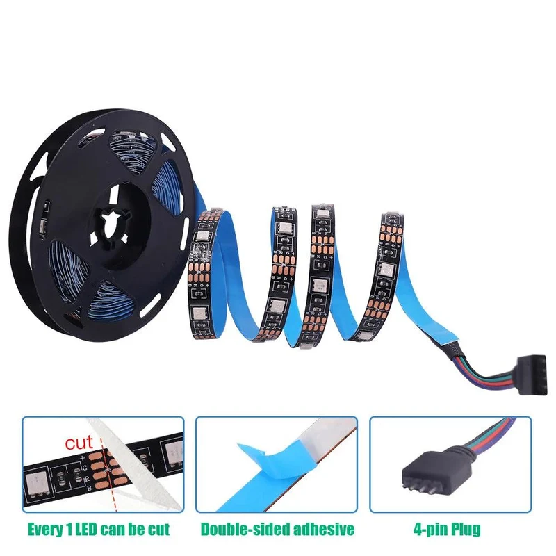 SMD 5050 5V RGB LED Strip Light - 4pin Plug, IP21/IP65, Flexible Tape Lights