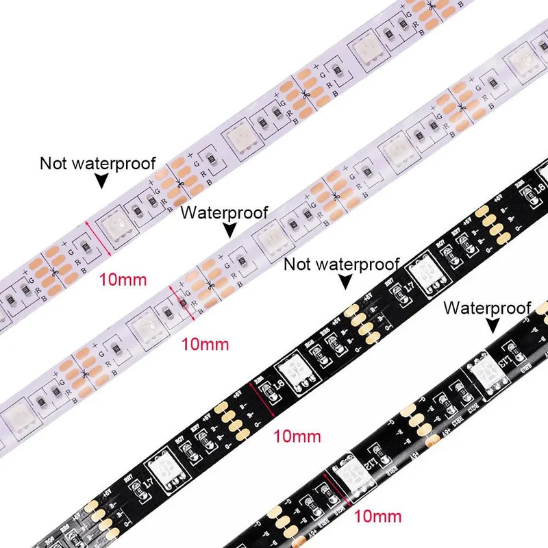 SMD 5050 5V RGB LED Strip Light - 4pin Plug, IP21/IP65, Flexible Tape Lights