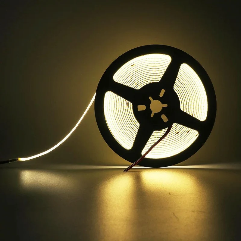 24V RA90 COB LED Strip Light - 320–528 LEDs/m, 2-Pin Wire, Flexible 3–10mm PCB