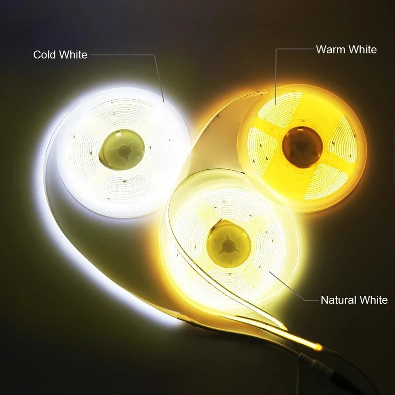 5V RA90 COB LED Strip Light - 320 LEDs/m, 2-Pin Wire, Flexible 5–8mm PCB