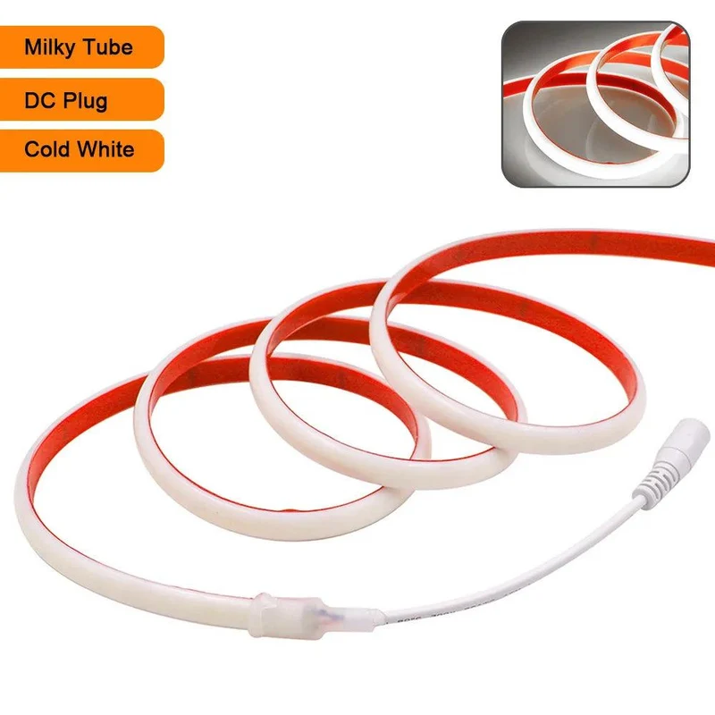 24V IP68 Waterproof COB LED Strip Light - Milky or Clear Silicone Tube