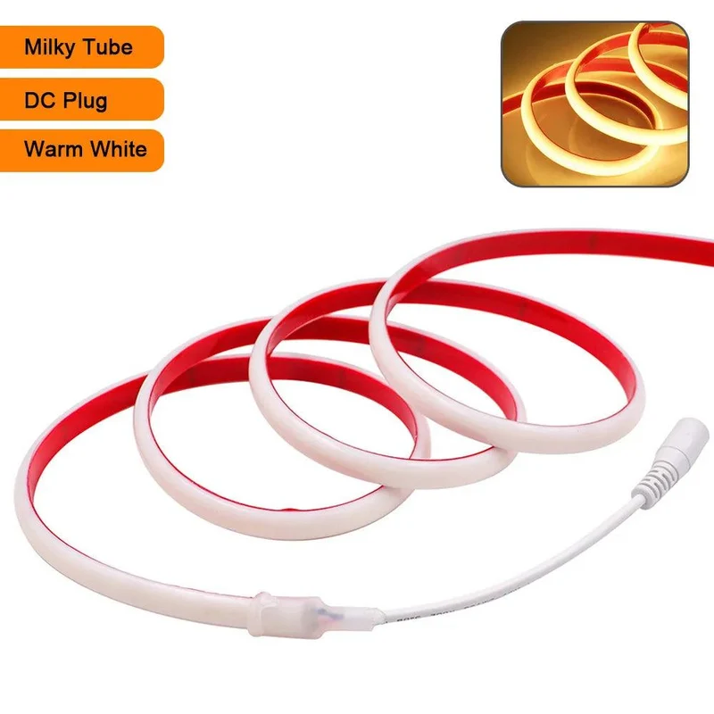 24V IP68 Waterproof COB LED Strip Light - Milky or Clear Silicone Tube