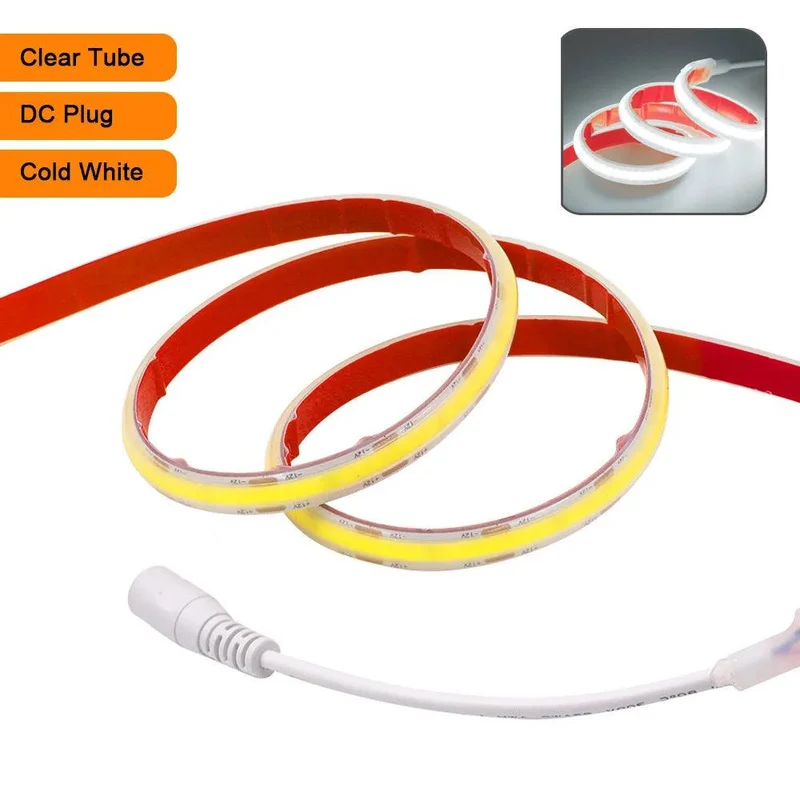 24V IP68 Waterproof COB LED Strip Light - Milky or Clear Silicone Tube