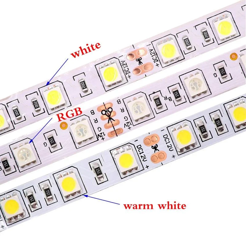 SMD 2835 12V LED Strip Light - 9 Color Options, IP21/IP65, 5M 60/120/240 LEDs