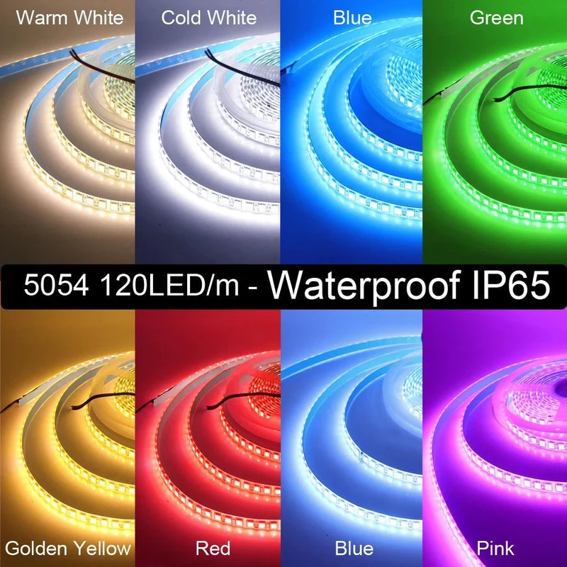 SMD 5630 12V LED Strip Lights - 5M, 9 Colors, IP21/IP65, 5M, Dimmable