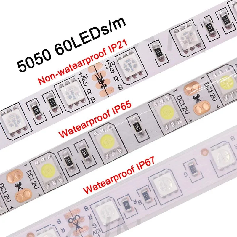 SMD 5630 12V LED Strip Lights - 5M, 9 Colors, IP21/IP65, 5M, Dimmable