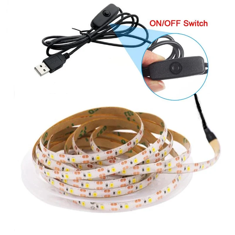 Battery Operated SMD 2835 LED Strip Light - 5V Low Voltage Cabinet Lighting