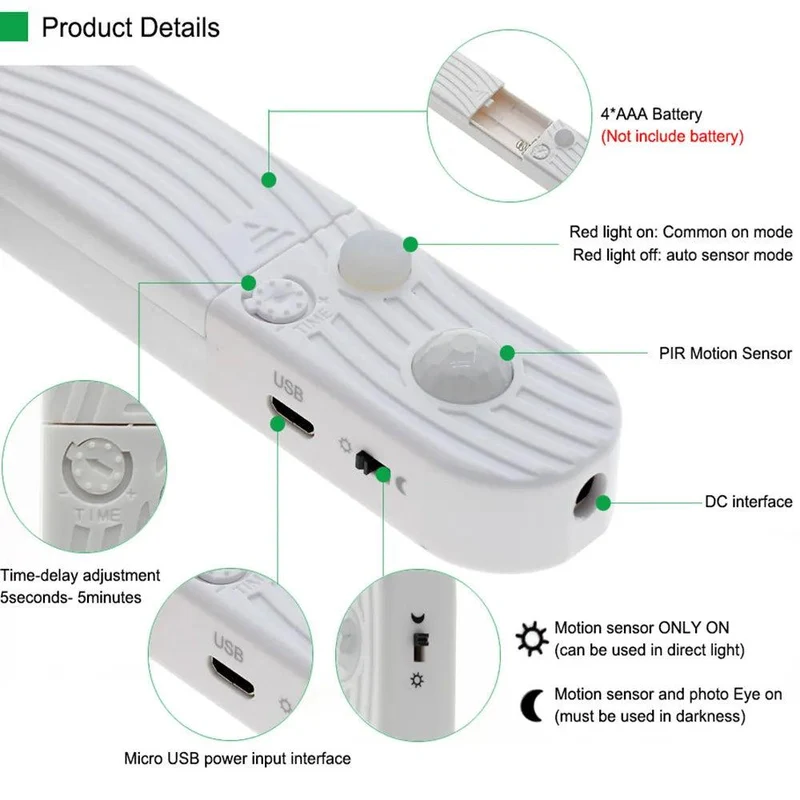 SMD 2835 5V USB Powered LED Strip Light - Touch Dimmer, 60-300LED