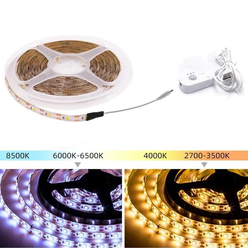 5V USB SMD 2835 LED Strip Light - Motion Sensor, 60LED/m, Multi-Color Options
