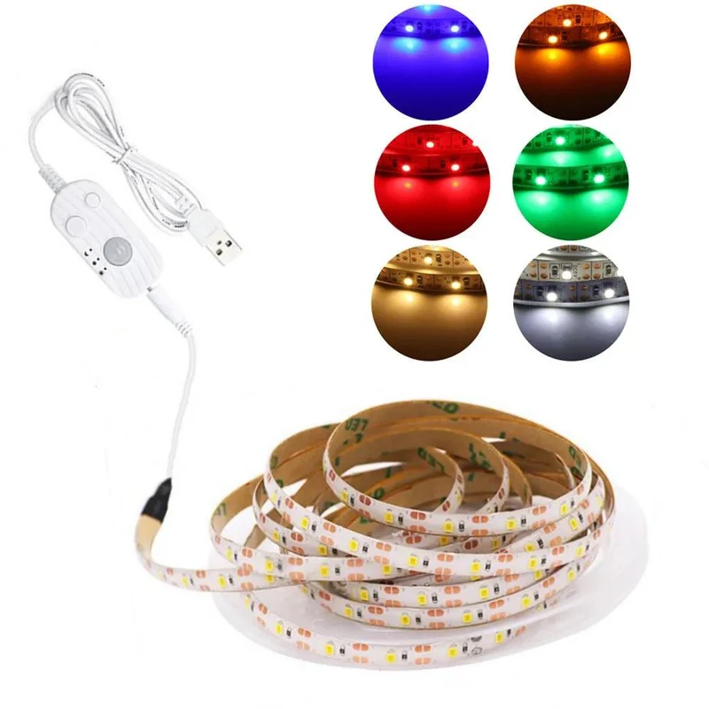 5V USB SMD 2835 LED Strip Light - Motion Sensor, 60LED/m, Multi-Color Options