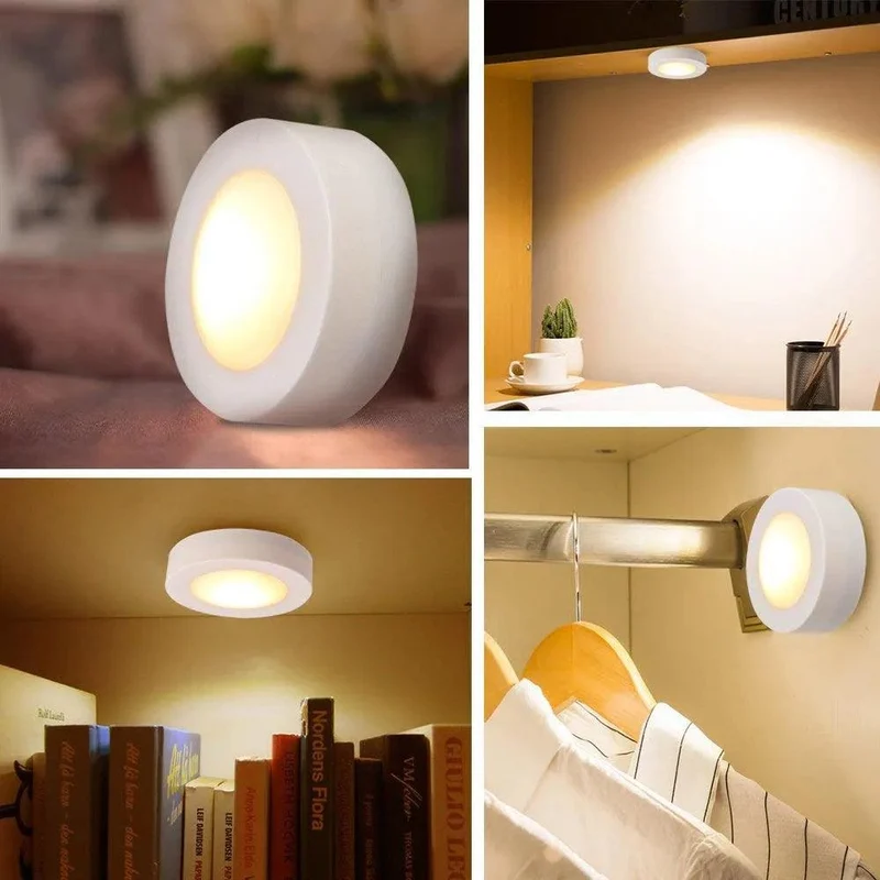 Battery Operated Under Cabinet LED Puck Light - Remote Control, Adjustable Brightness