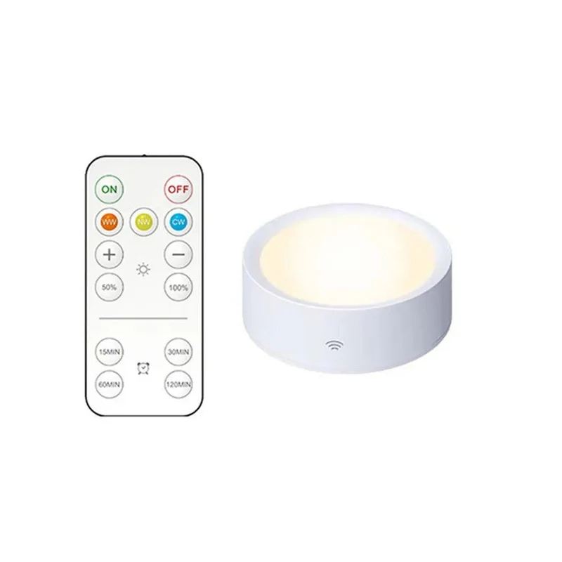Remote & Press Control Under Cabinet LED Puck Lights - Timer, Rechargeable