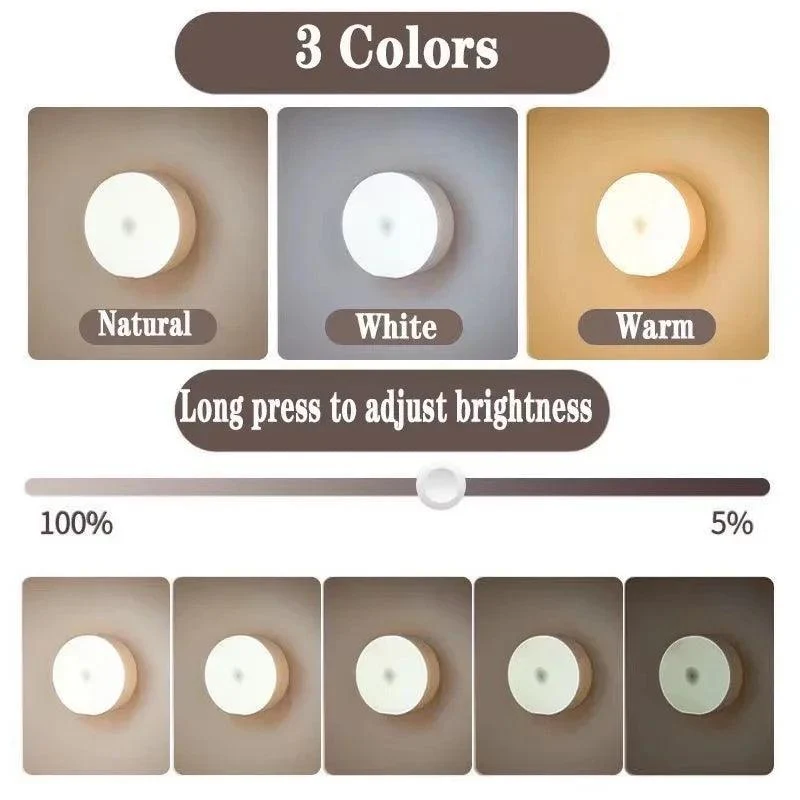 3-Color USB Rechargeable Under Cabinet LED Puck Lights - Touch Dimmer, Magnetic Base
