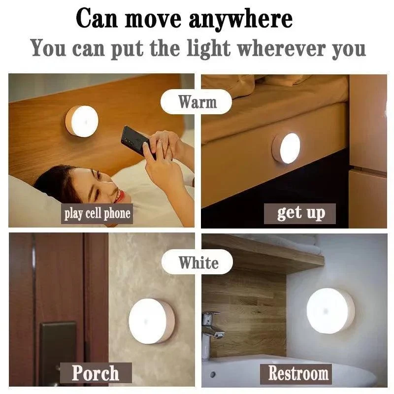 3-Color USB Rechargeable Under Cabinet LED Puck Lights - Touch Dimmer, Magnetic Base