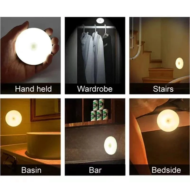3-Color USB Rechargeable Under Cabinet LED Puck Lights - Touch Dimmer, Magnetic Base