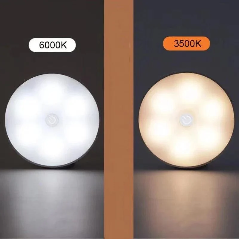 3-Color USB Rechargeable Under Cabinet LED Puck Lights - Touch Dimmer, Magnetic Base