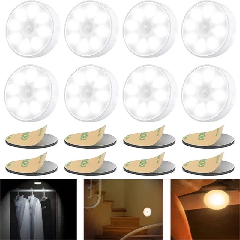 PIR Motion Sensor Under Cabinet LED Puck Light - Rechargeable, Magnet Base