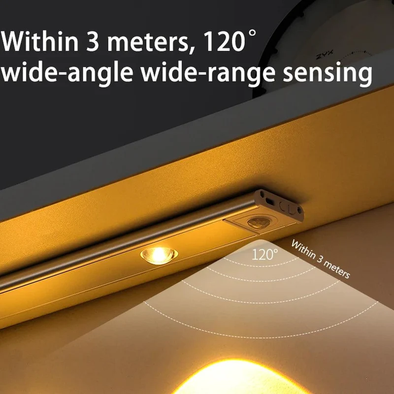 4-Mode Under Cabinet LED Light Bar - Motion Sensor, 3-Color Battery Powered