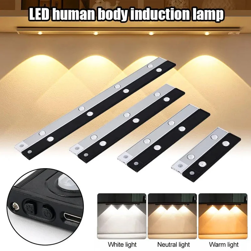 4-Mode Under Cabinet LED Light Bar - Motion Sensor, 3-Color Battery Powered