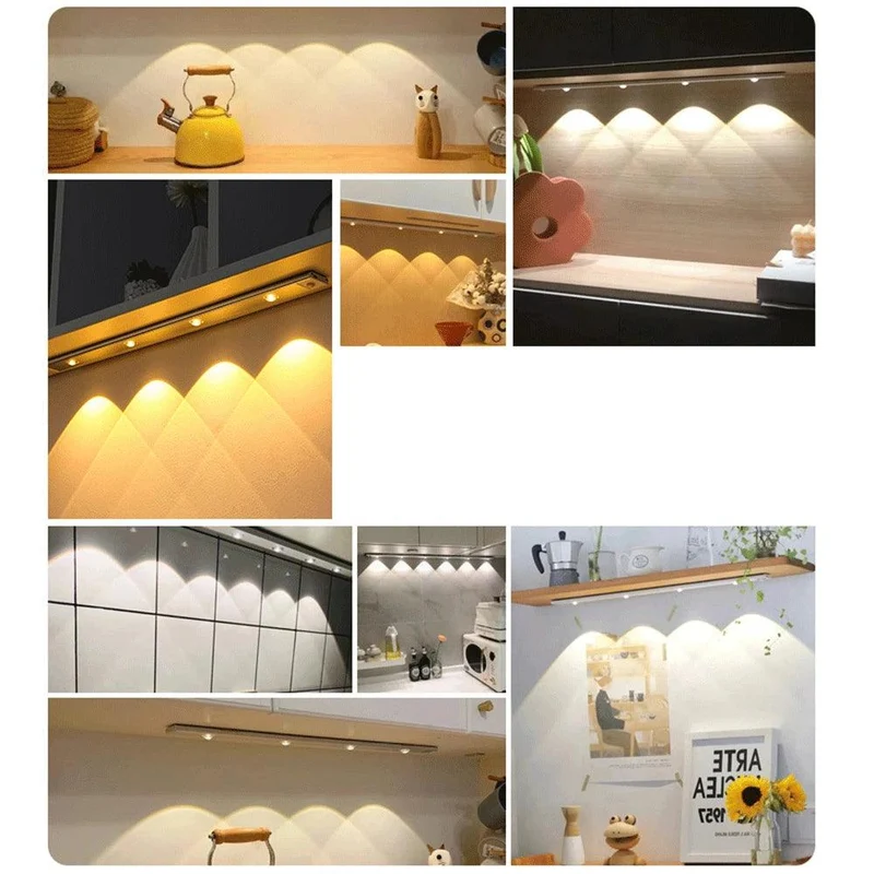 4-Mode Under Cabinet LED Light Bar - Motion Sensor, 3-Color Battery Powered