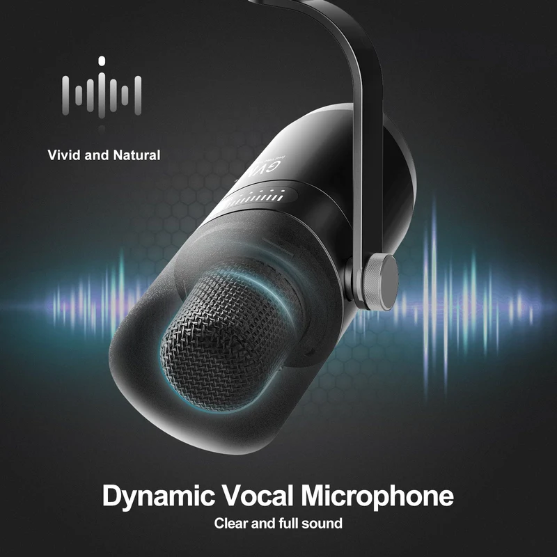 GVM Dynamic Microphone, XLR/USB Podcast Microphone with Mute Button, Monitoring Volume Control, Headphone Jack, Cardioid Gaming Mic, Vocal Mic for PC, MAC, Recording, Studio and Singing