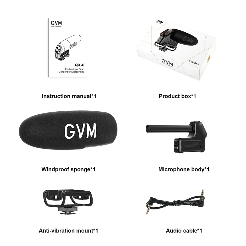 GVM QX-6 Camera-Mount Shotgun Microphone