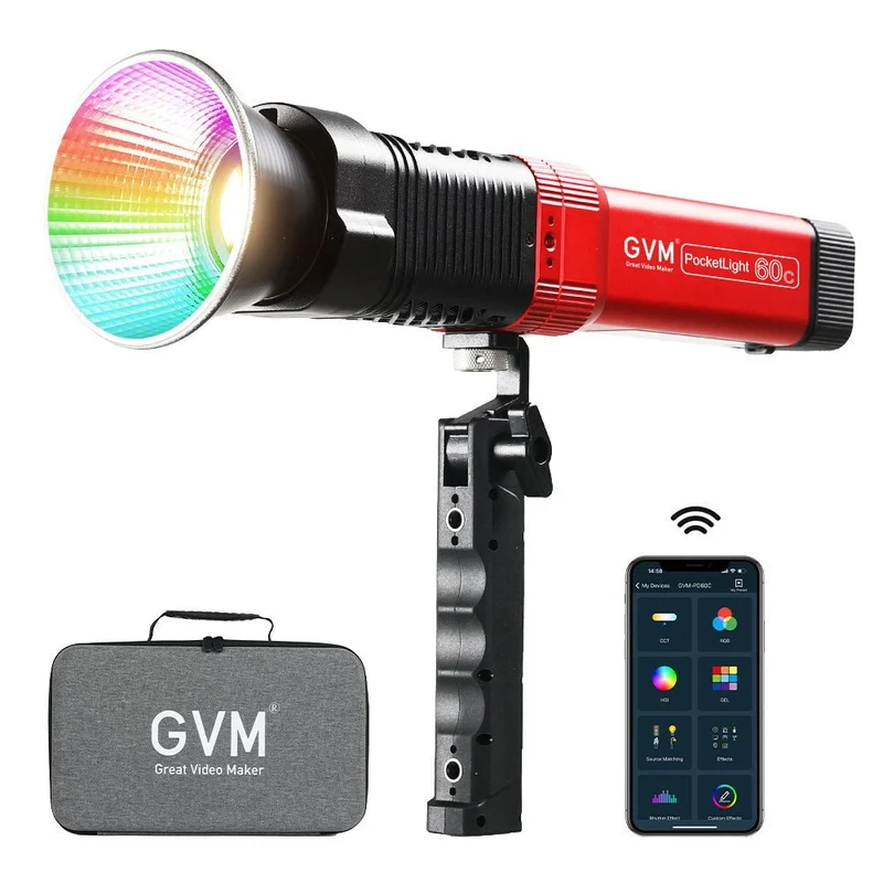 GVM-PD60C Built-in Battery Model 60W Flashlight (RGB)