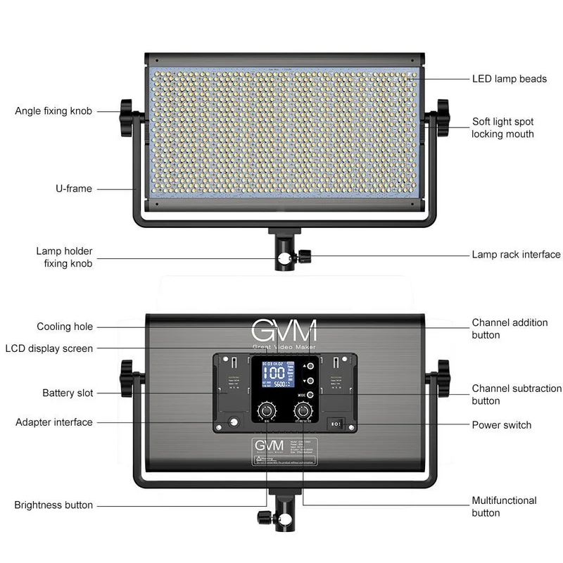 GVM-1500D 75W Powerful Bi-color and RGB Video Panel Light 3 kits