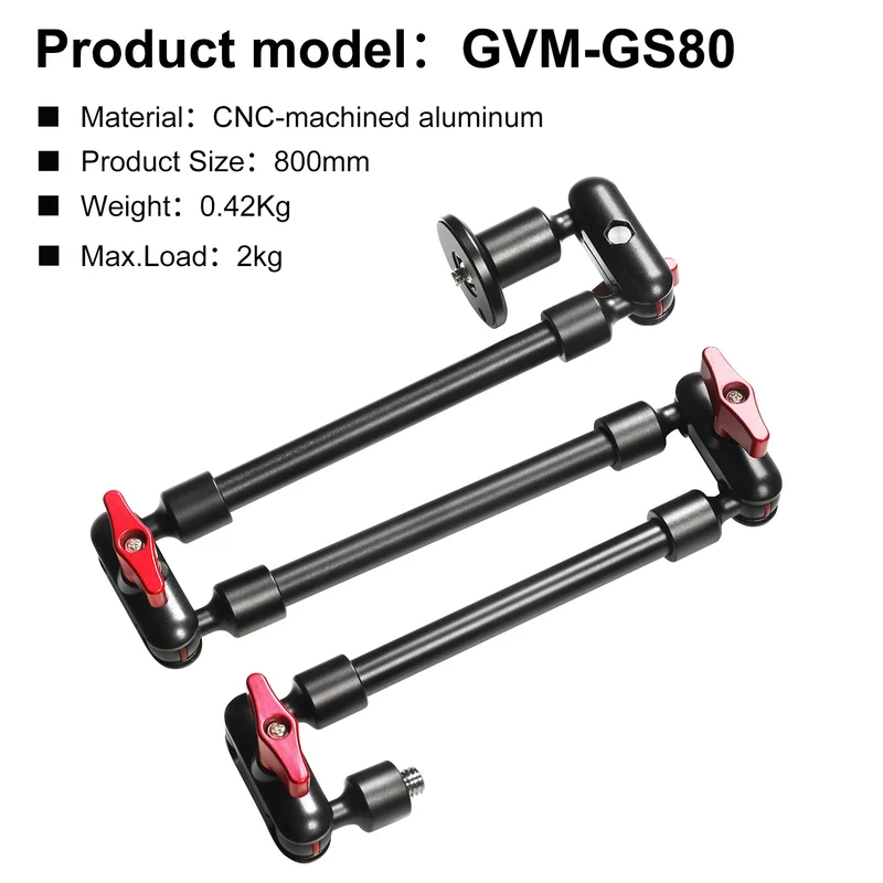 GVM Heavy-Duty Dual 31" 3 Section Articulating Magic Arms with 1/4'' Screw to 3/8'' Ball Heads