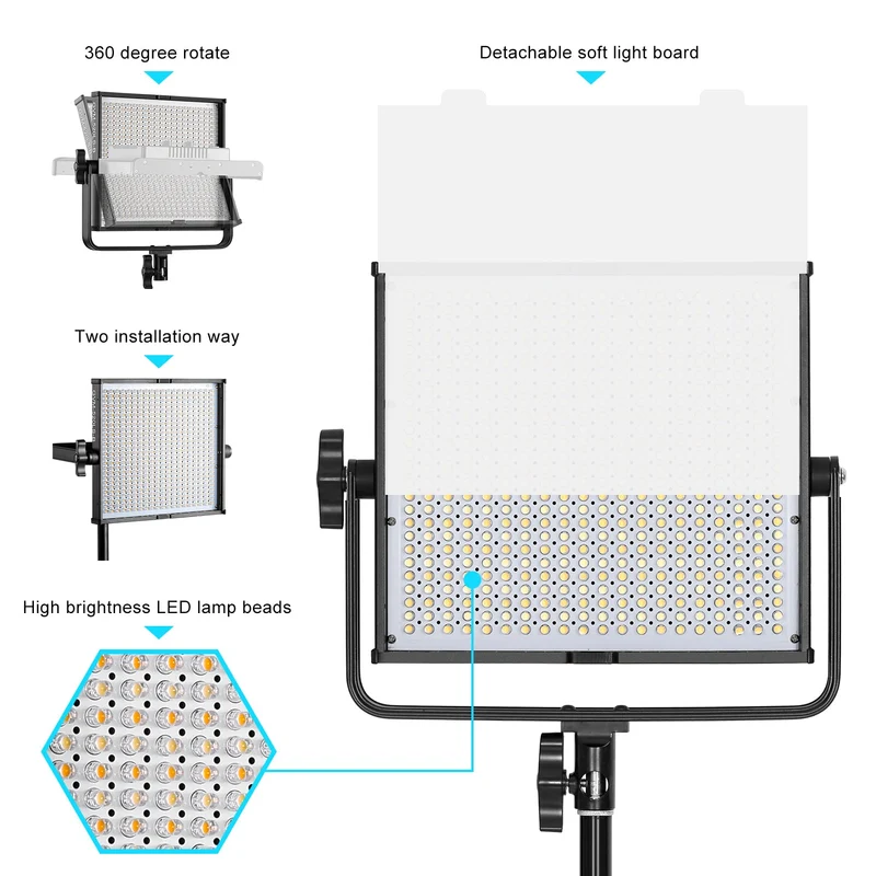 GVM-520S 30W High Beam High Brightness Bi-Color LED VIdeo Light (No Four-Way Barndoor)