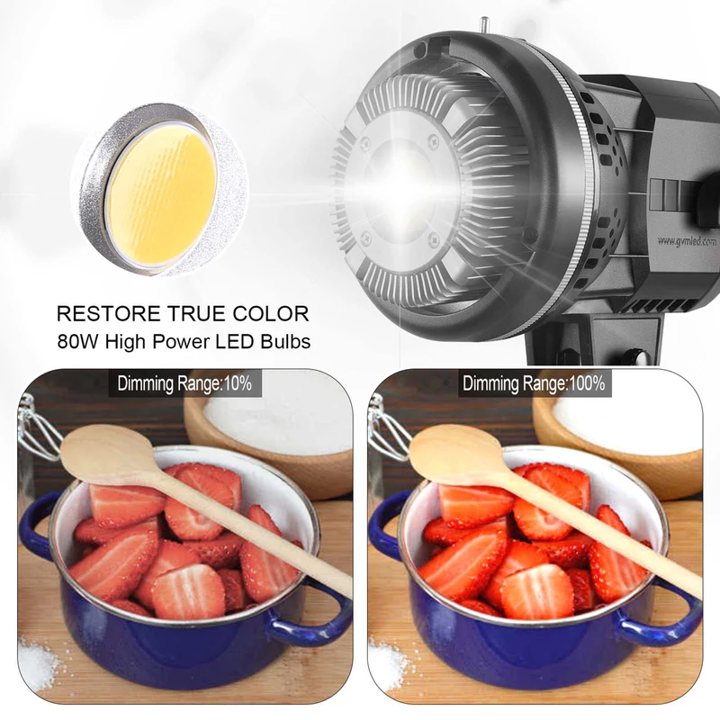 GVM P80S-180W High Power LED Spotlight Daylight Kit with Soft Umbrella
