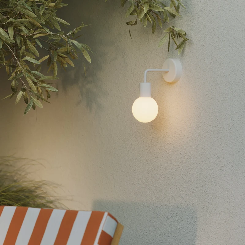 Applique d’extérieur Modulair IP65 avec extension en L et Abat-jour sphérique incassable Unbreak-a-Ball - Blanc