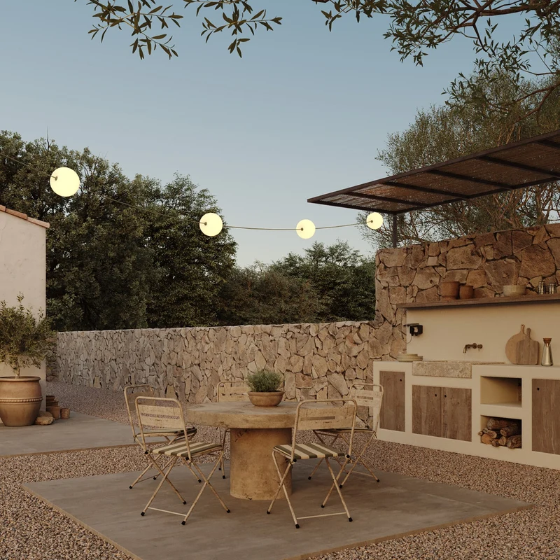 Guirlande lumineuse 4 points lumineux d’extérieur IP67 Vert Olive - Marina4 Cherry