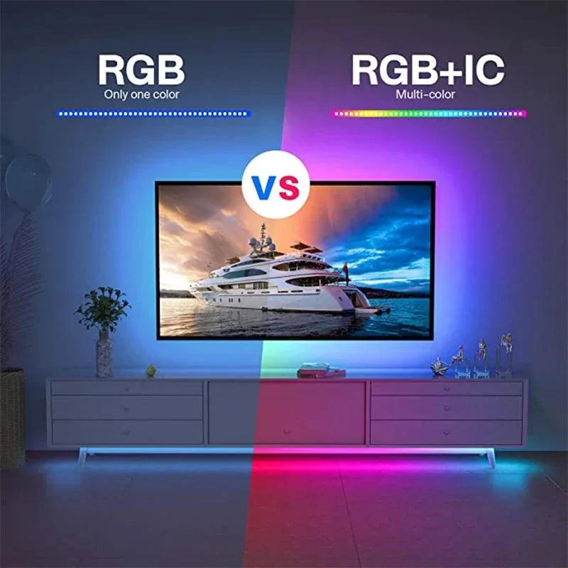 WS2812B RGBIC LED Strip Light - 5V USB Powered, Smart App Control, Chasing Effect, TV Backlight