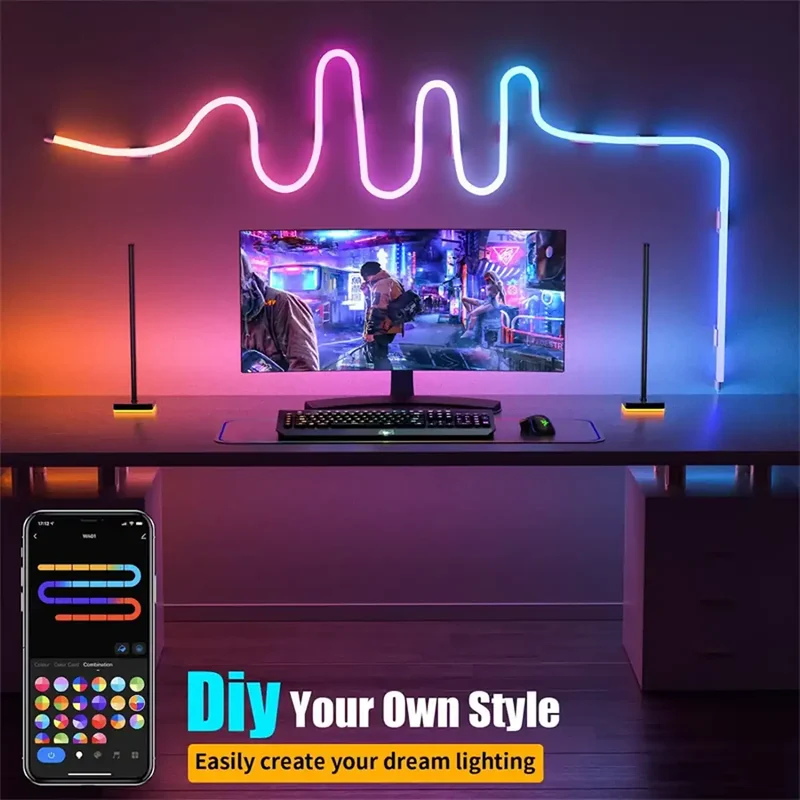 RGBIC Silicone Neon LED Strip Light - Tuya Smart App, IP65 Waterproof, USB 5V, Voice Control
