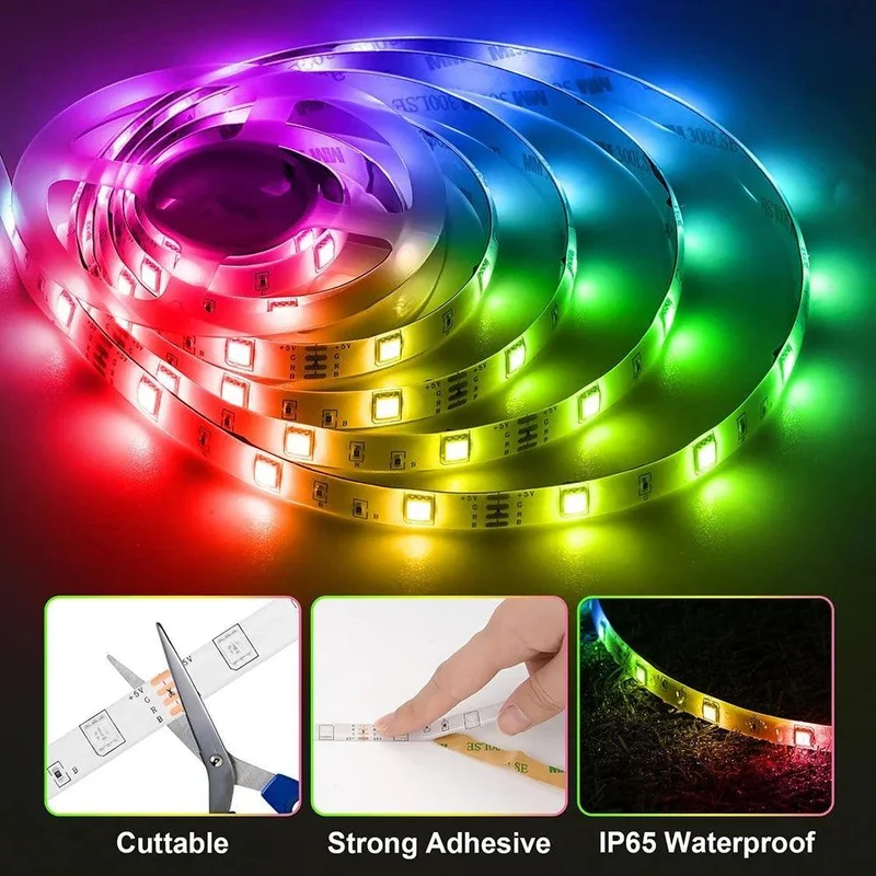 SMD 5050 RGBIC USB LED Strip Light - Smart App Control, Music Sync, IP65