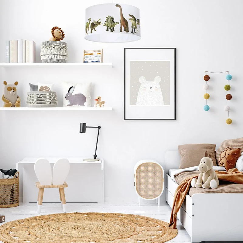 Suspension Luminaire | FOTO KIDS DINOSAURS (Blanc/Marron)
