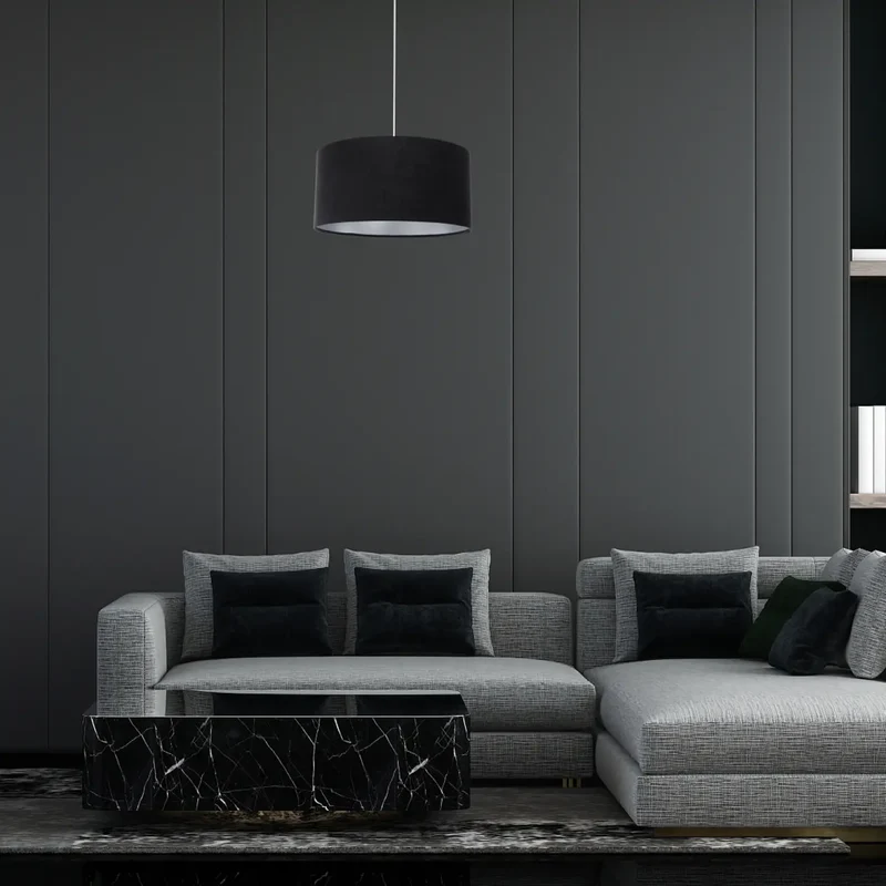 Suspension Luminaire | GLAMOUR STRUCTURAL VELOUR (Noir/Argent)