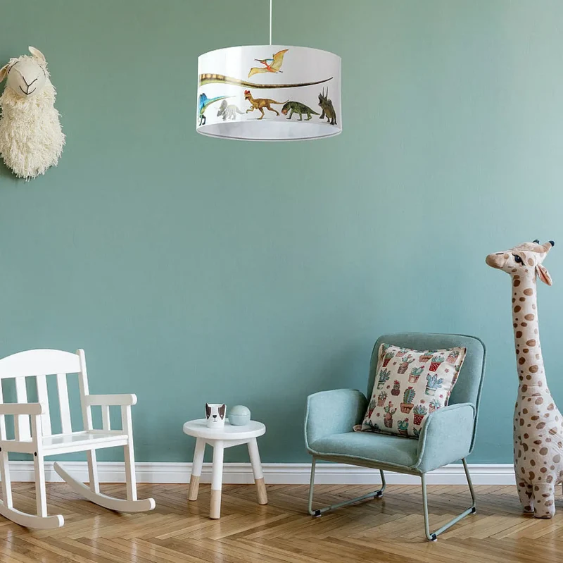 Suspension Luminaire | FOTO KIDS DINOSAURS (Blanc/Rouge)