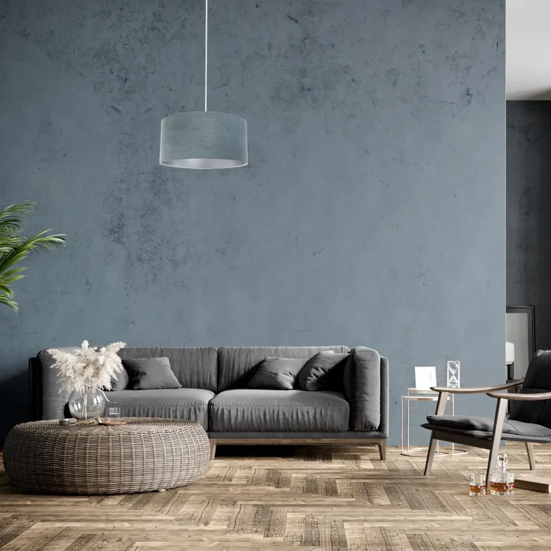 Suspension Luminaire | GLAMOUR STRUCTURAL VELOUR (Bleu Gris/Argent)