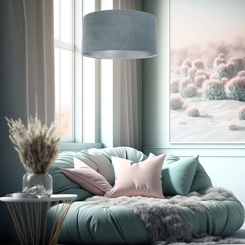 Suspension Luminaire | GLAMOUR STRUCTURAL VELOUR (Bleu Gris/Argent)