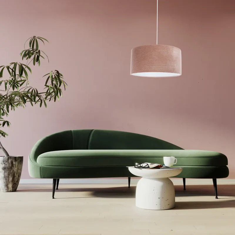 Suspension Luminaire | GLAMOUR STRUCTURAL VELOUR (Rose/Blanc)
