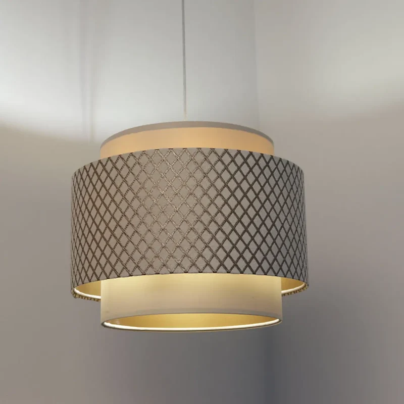 Suspension Luminaire | DOBLO (Blanc Crème/Doré)