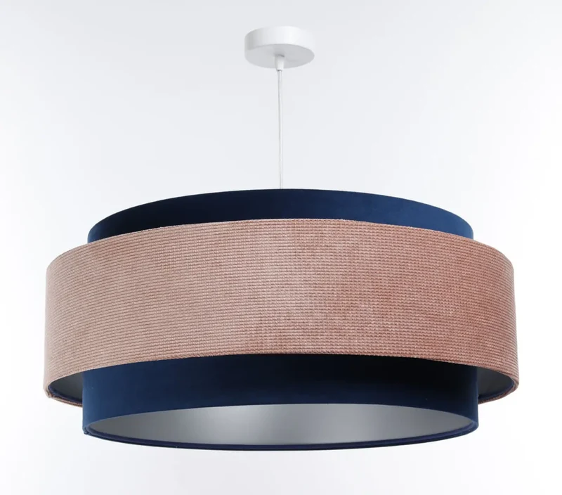 Suspension Luminaire | DOBLO CLASSIC (Bleu Marine/Rose Pâle/Argent)