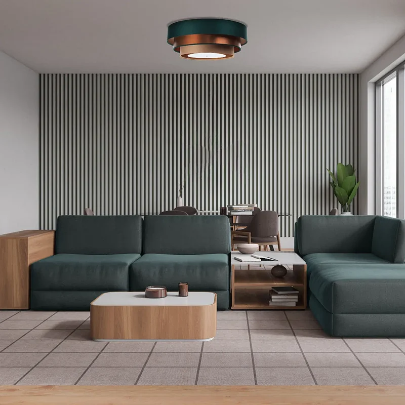 Luminaire Plafonnier | TRINITI ELEGANT (Vert/Beige/Cuivre)
