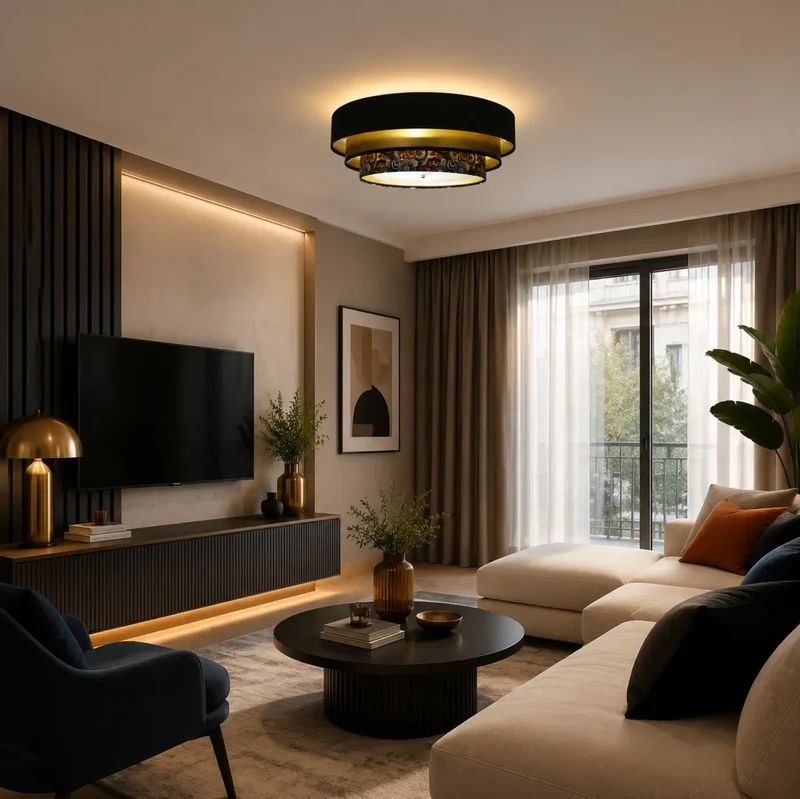 Luminaire Plafonnier | TRINITI ELEGANT (Noir/Doré/Multicolore)