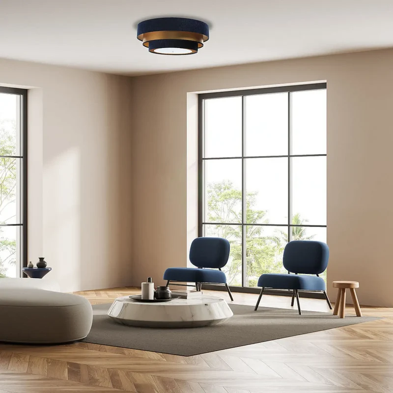 Luminaire Plafonnier | TRINITI ELEGANT (Bleu Marine/Doré)