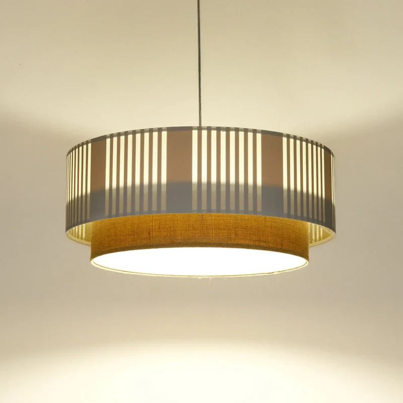 Suspension Luminaire | DUO LAMI LINE (Blanc/Beige/Ecru)