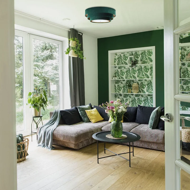 Luminaire Plafonnier | TRINITI VELOURSSTOFF (Vert/Doré)